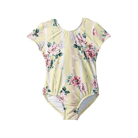 NWT Seafolly Nana's House Cut Out Cal Sleeve Swimsuit Little Girl's 3 Lemon
